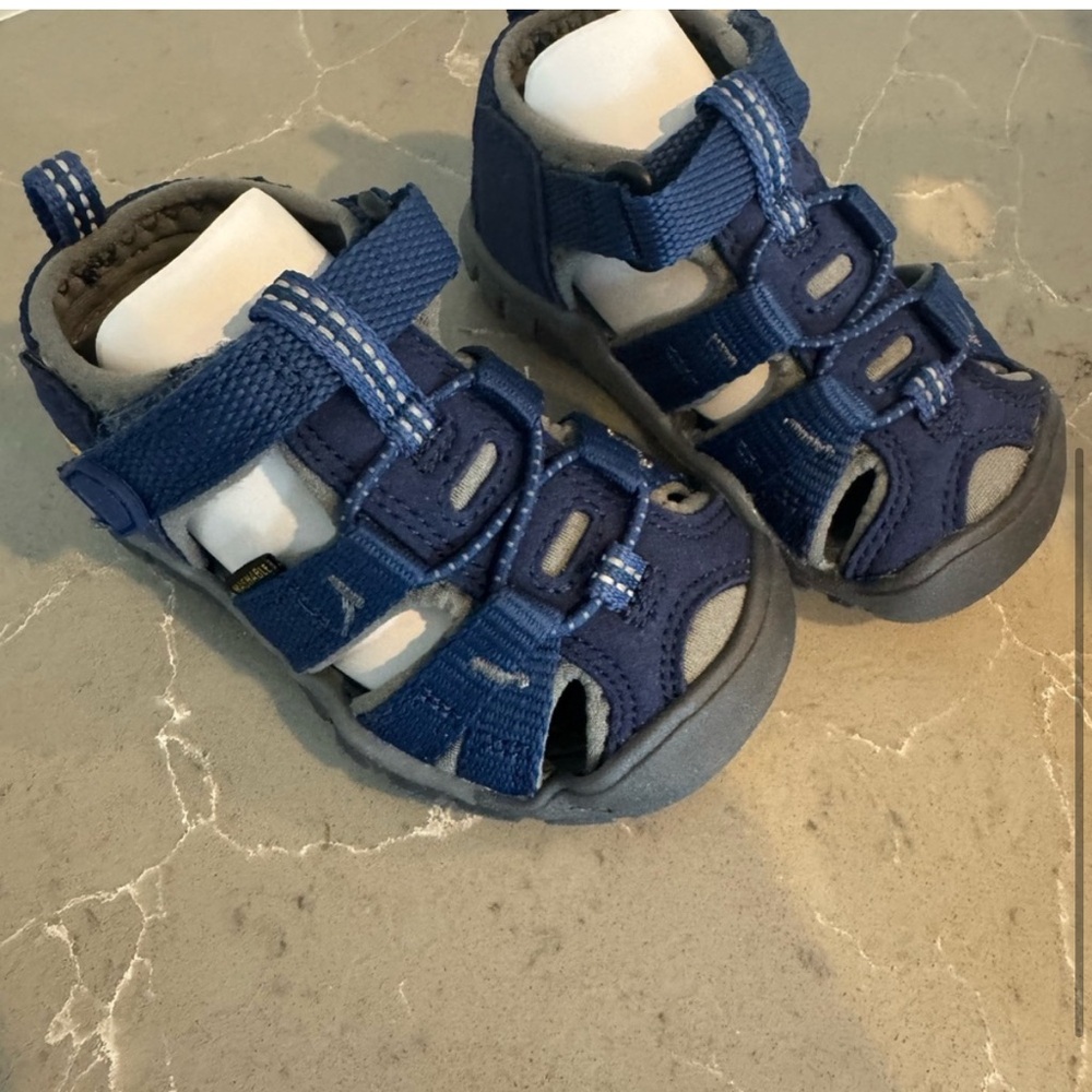 Keen Blue Sandals with Sturdy Closed Toe and Velcro Straps
